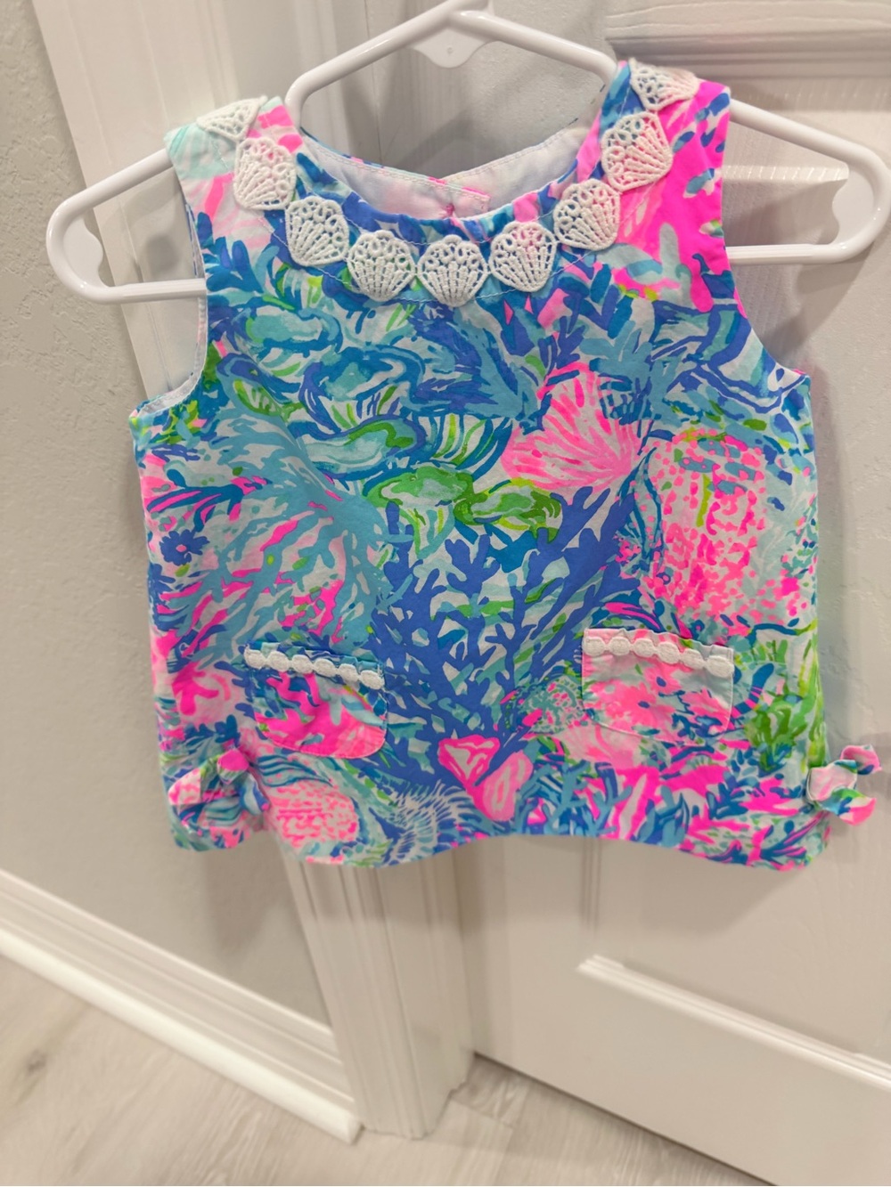 Lilly Pulitzer Blue, Pink & Green Floral Crochet Tank Top
